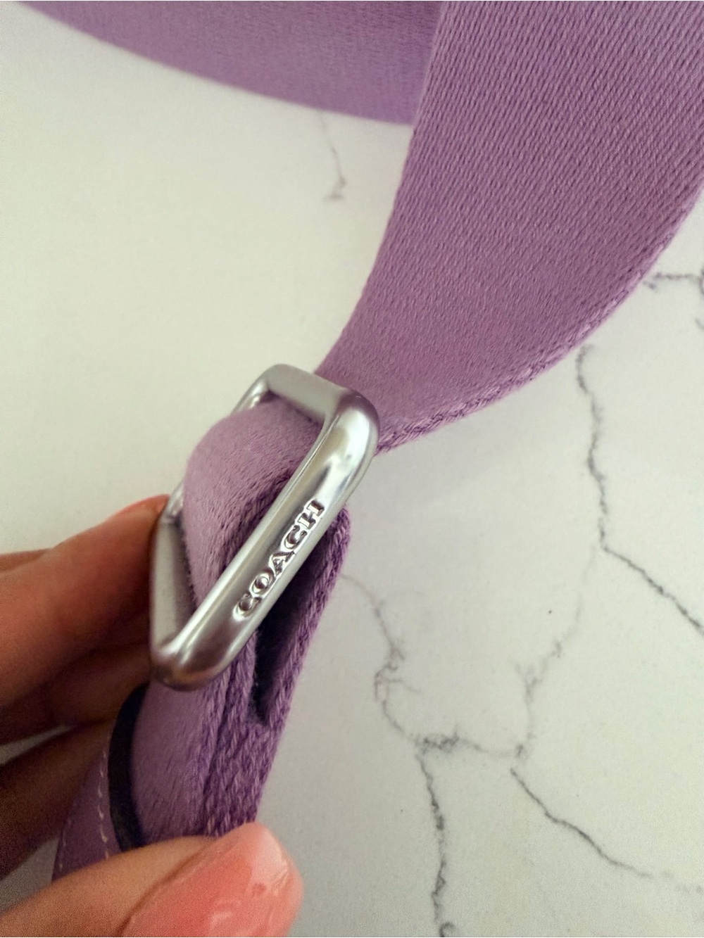Coach Lavender /Purple Canvas
Adjustable Crossbody Strap with Silver Hardware - Picture 6 of 9